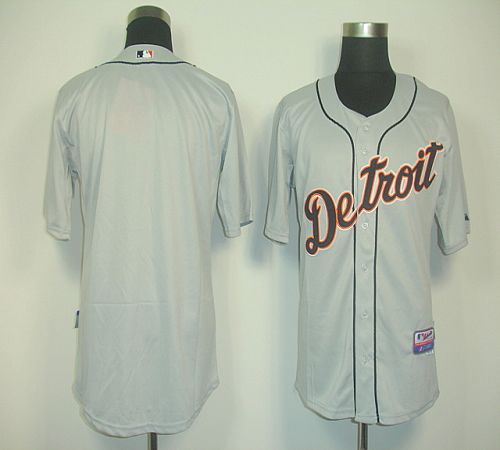 Tigers Blank Grey Cool Base Stitched MLB Jersey - Click Image to Close